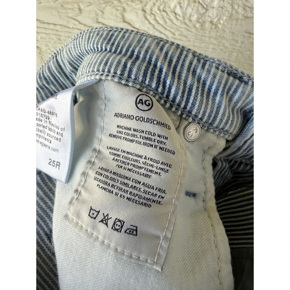 AG Adriano Goldschmied Isabelle Side Panel Striped High Rise Straight‎ Size 25